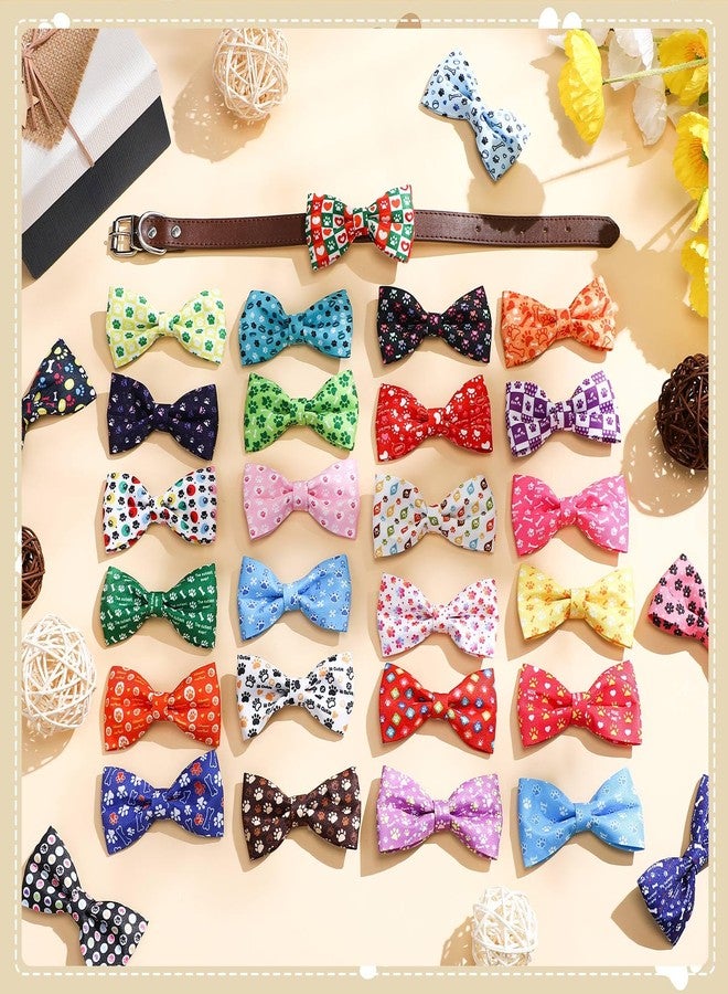 Cosblank 60 Pcs Paw Bone Print Dog Collar Bow Ties Bulk Dog Grooming Supplies Bowtie Accessories Puppy Bows Detachable Collar Charms for Small Medium Large Cat Pet Costume - Image 5